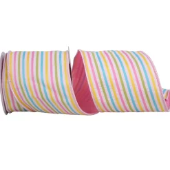 Reliant Ribbon Pink Candy Stripe Ribbon, 4" X 10YD