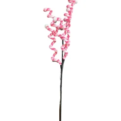 Liberty Floral Pink Chenille Curly Spray on Black Stem
