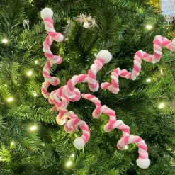 Liberty Floral Pink Chenille Curly Spray on Black Stem