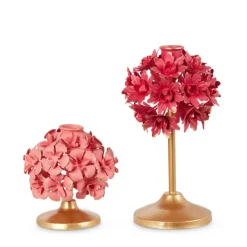 RAZ Pink Floral Candle Holder Set