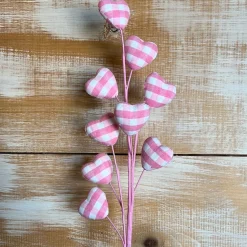 Liberty Floral Pink Gingham Heart Spray