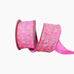Direct Export Co. Pink Linen Glitter Ribbon, 2.5" X 10YD