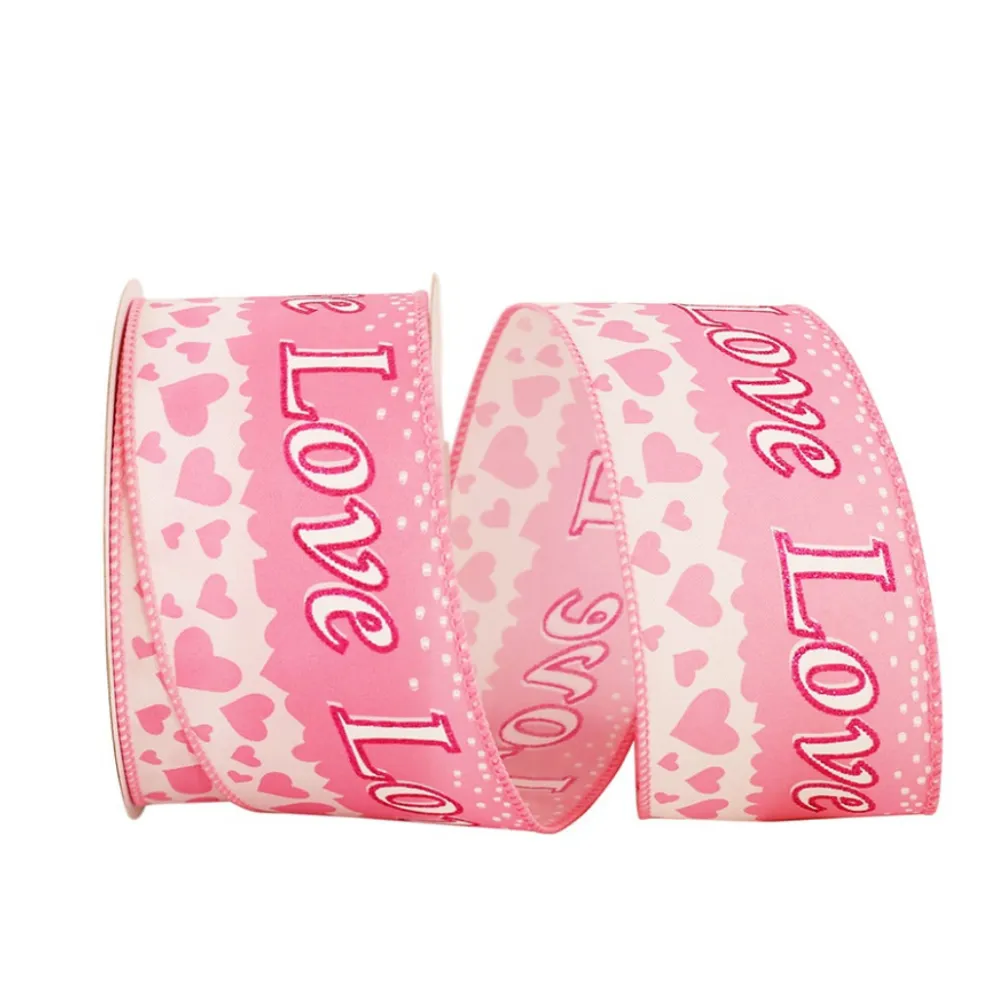 Reliant Ribbon Pink Love Glitter Flow Ribbon, 2.5" X 10YD