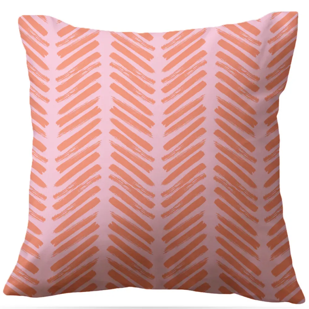 Clairebella Pink & Orange Herringbone Pillow