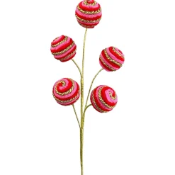 Liberty Floral Pink, Red, and Gold Twirl Ball Pick