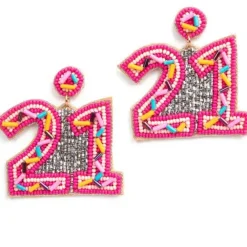 Laura Janelle Pink 21st Birthday Sprinkle Earrings