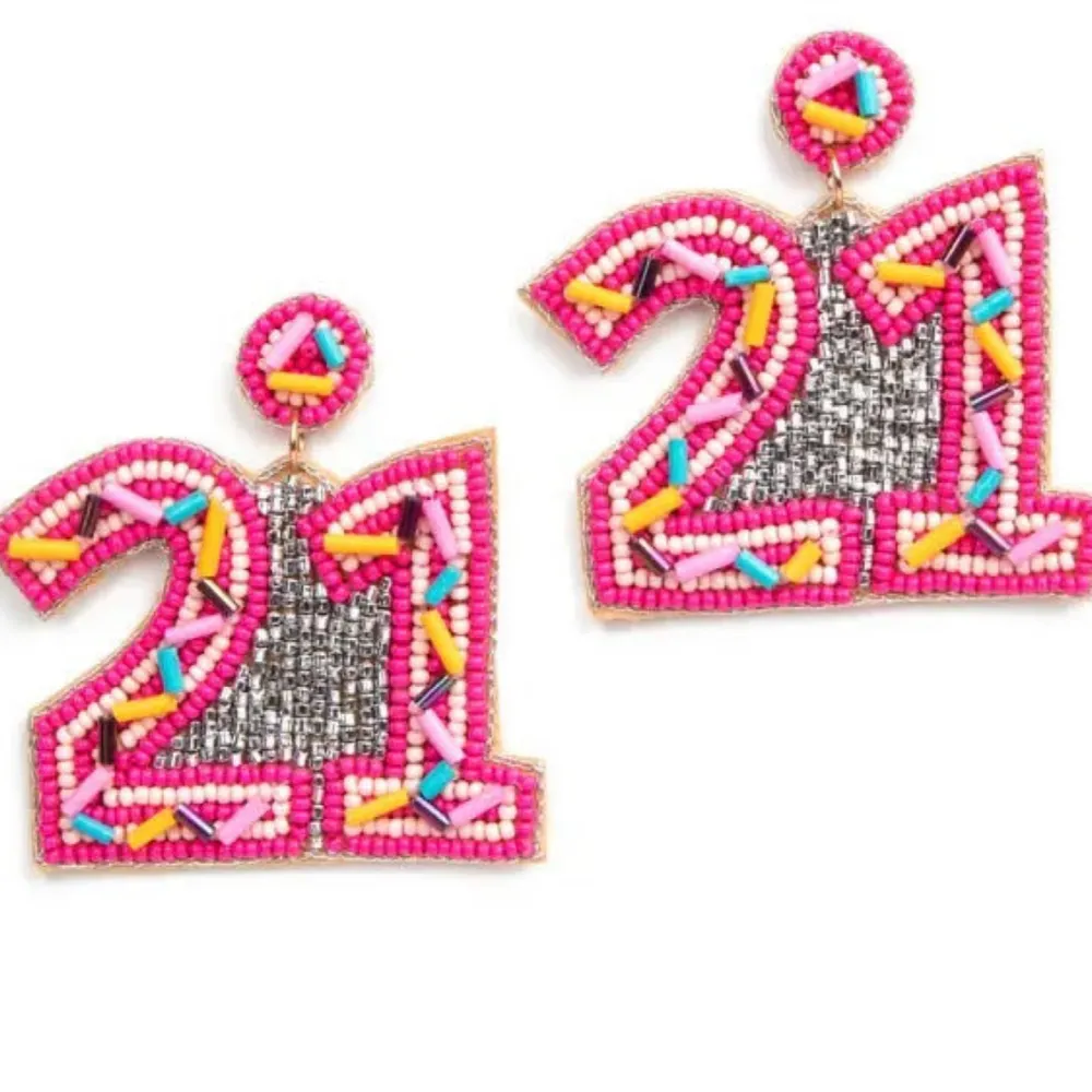 Laura Janelle Pink 21st Birthday Sprinkle Earrings