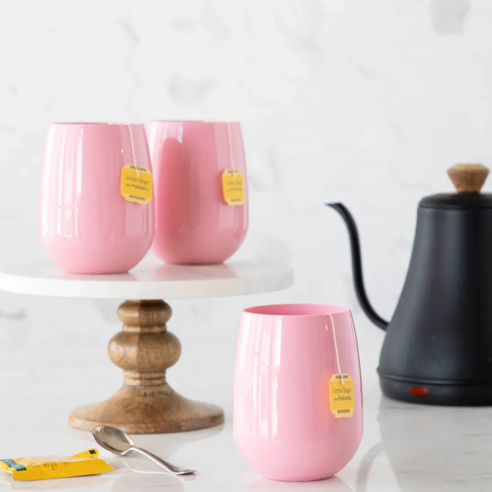 Hester & Cook Pink Stemless Wine Glass