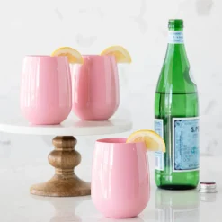 Hester & Cook Pink Stemless Wine Glass