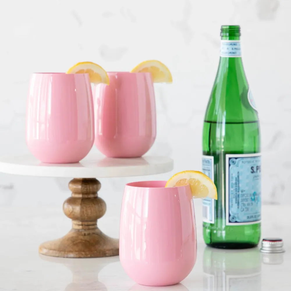 Hester & Cook Pink Stemless Wine Glass