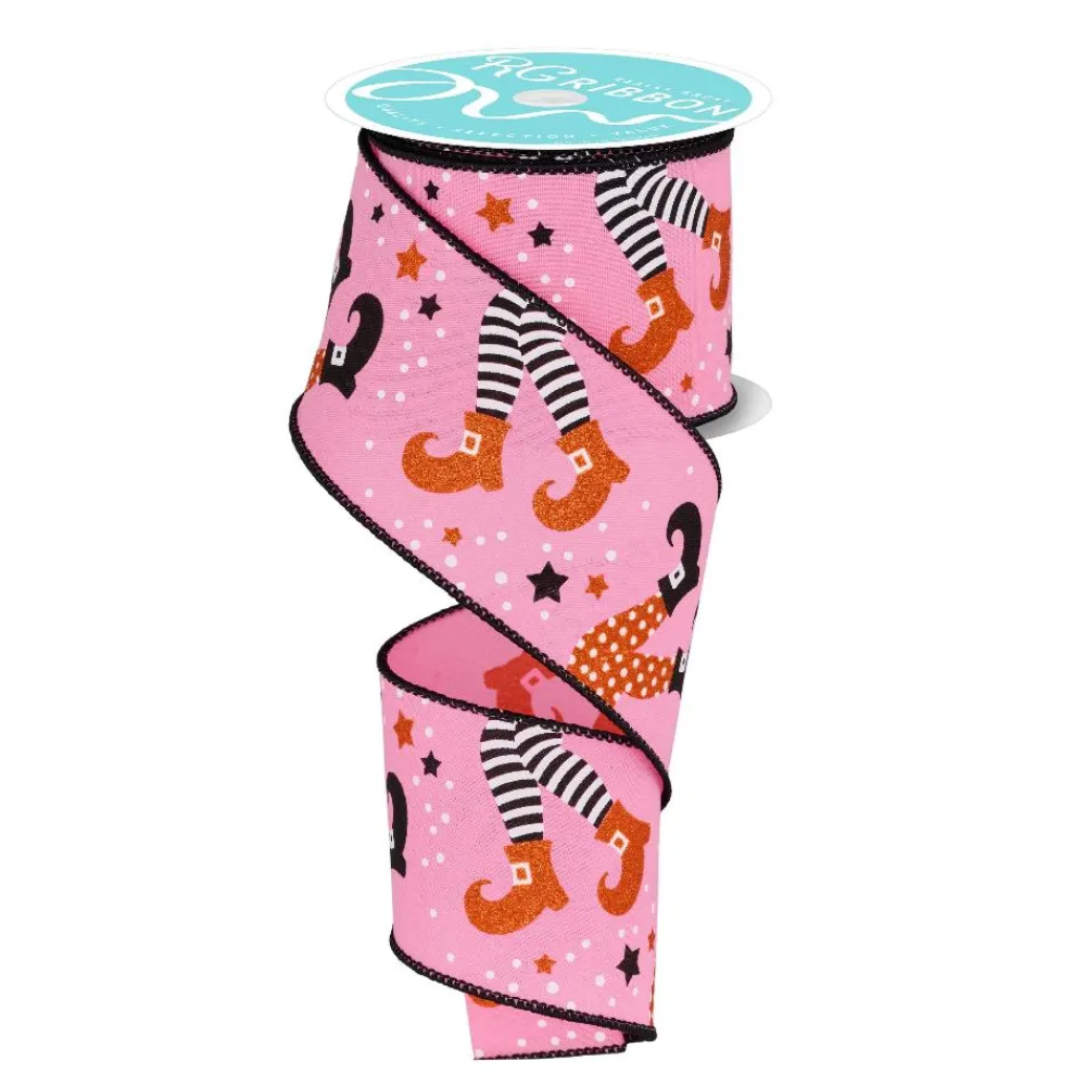Craig Bachman Pink Witch Legs Ribbon, 2.5" X 10YD