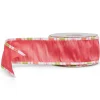RAZ Pink with Striped Edge Wired Ribbon, 2.5" X 10YD