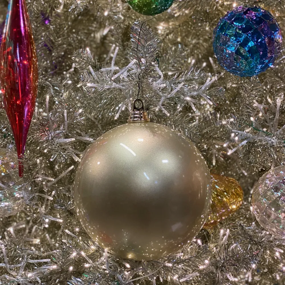 Farrisilk Platinum Candy Apple Ball Ornament, 4"