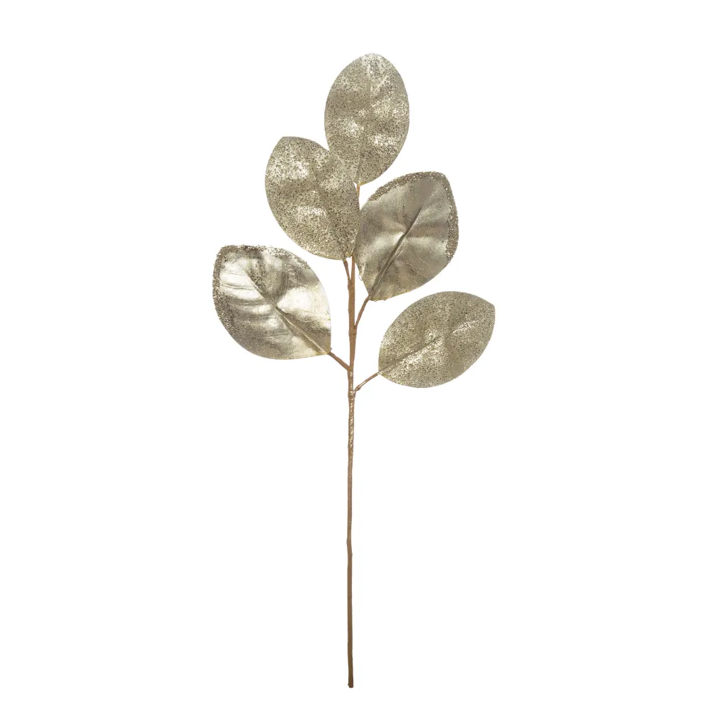 Creative Coop Platinum Glitter Magnolia Leaf Spray