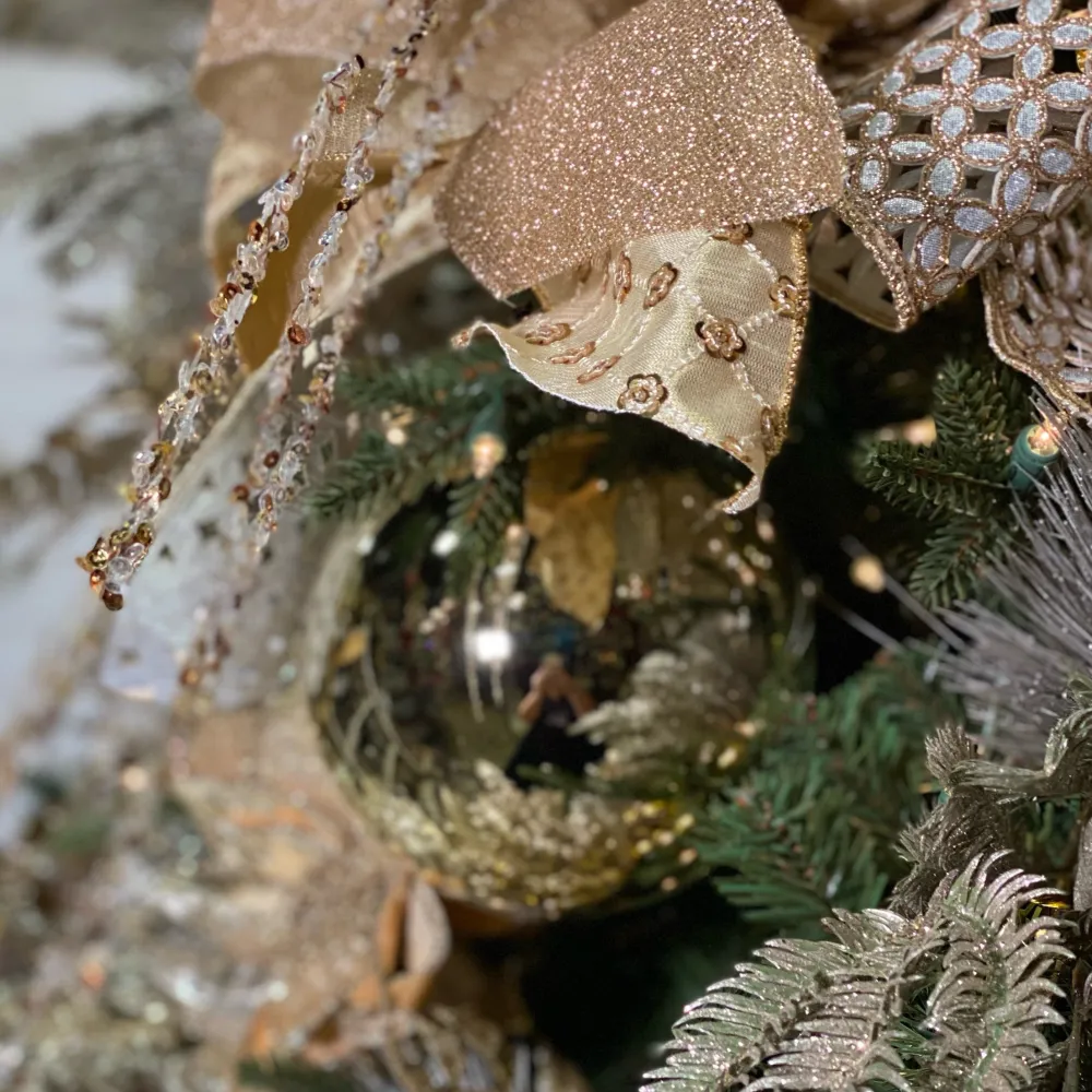 Farrisilk Platinum Shiny Ball Ornament, 4"