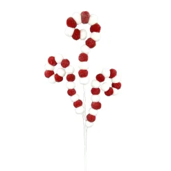Liberty Floral Pom Pom Curly Spray, Red and White