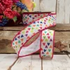 D. Stevens Poplin Colorful Hearts Ribbon, 1.5"X10YD