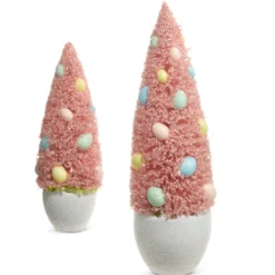 RAZ Potted Bottle Brush Tree with Egg Ornaments