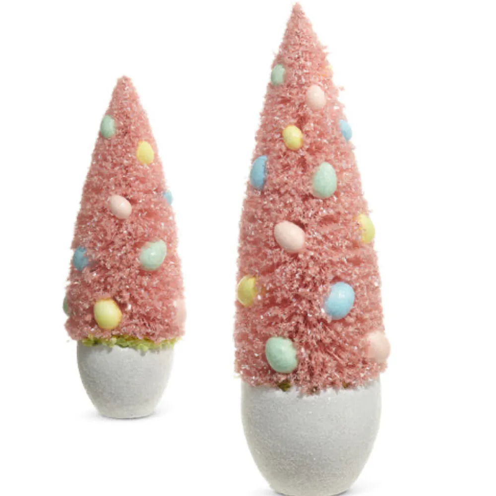 RAZ Potted Bottle Brush Tree with Egg Ornaments