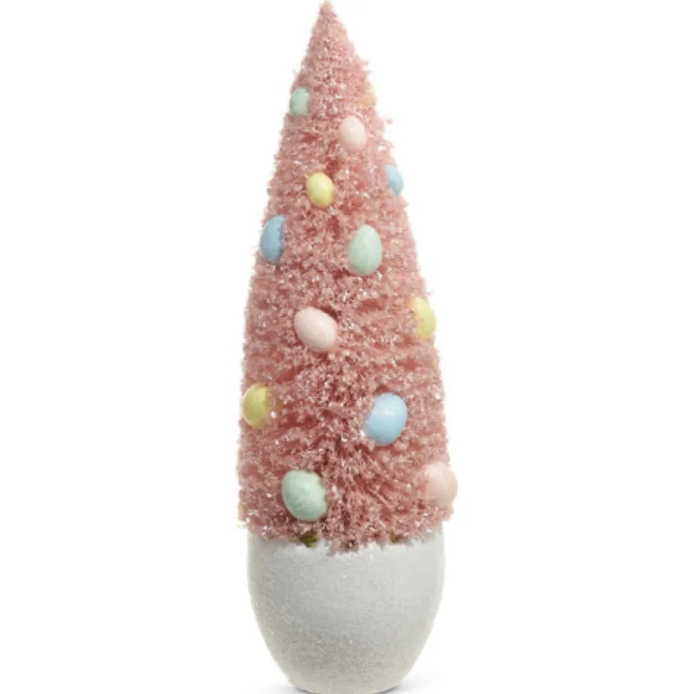 RAZ Potted Bottle Brush Tree with Egg Ornaments