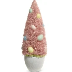 RAZ Potted Bottle Brush Tree with Egg Ornaments