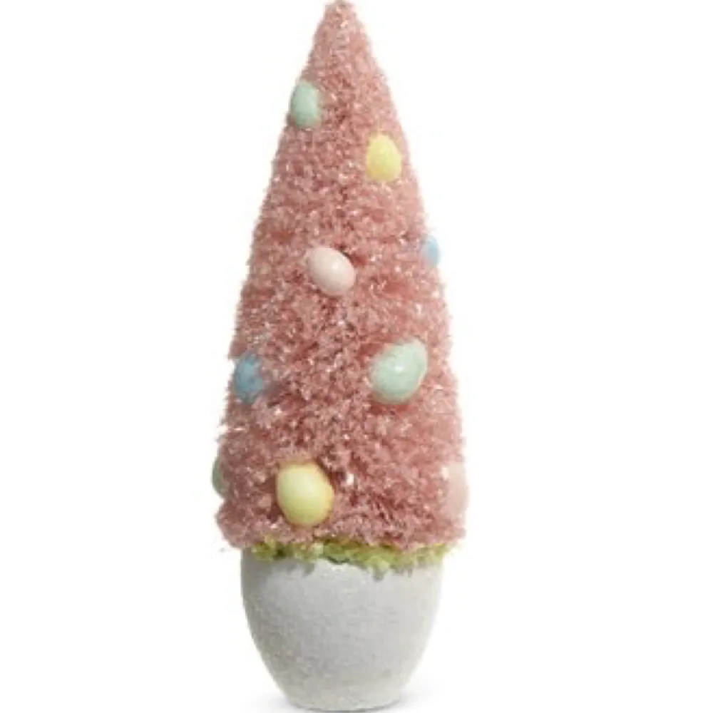 RAZ Potted Bottle Brush Tree with Egg Ornaments