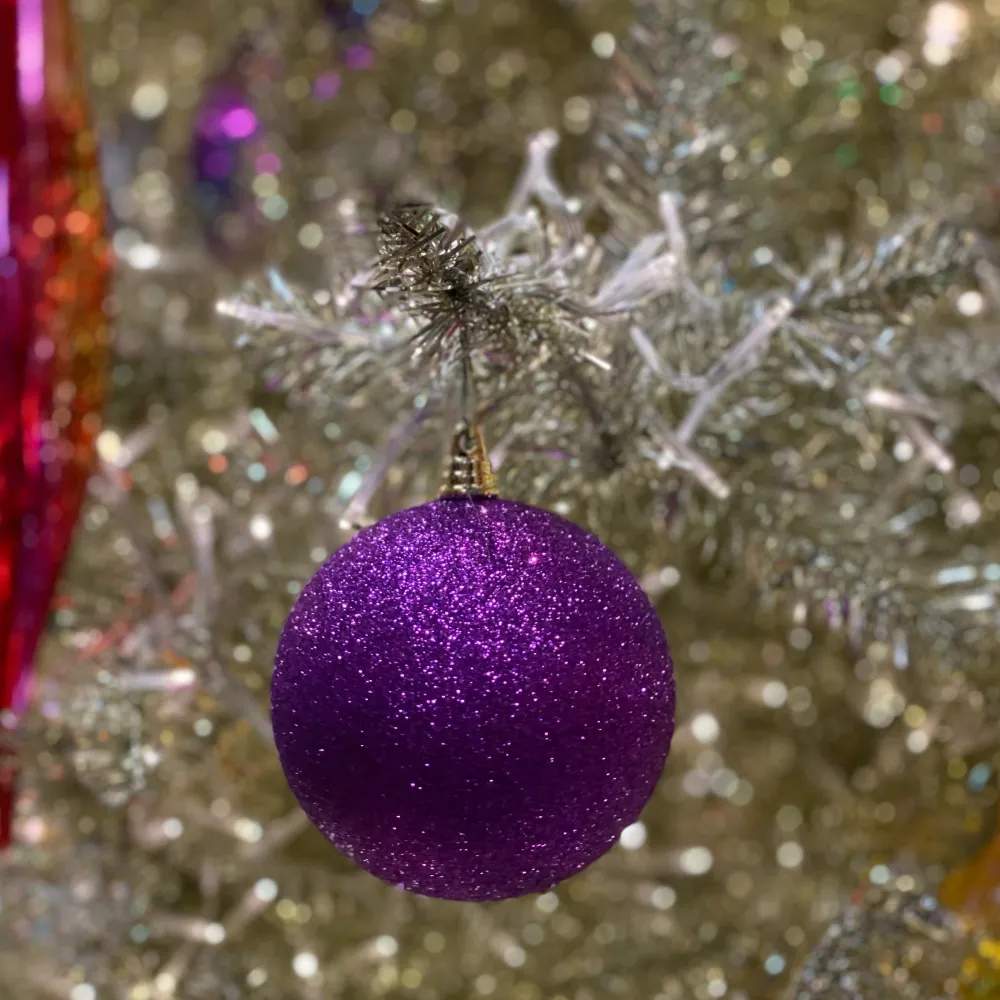 Farrisilk Purple Glitter Ball Ornament, 4"
