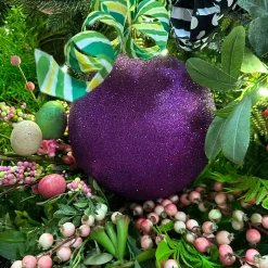 Farrisilk Purple Glitter Ball Ornament, 8"