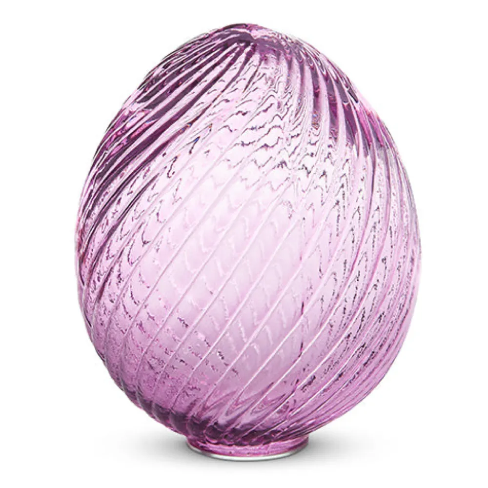 RAZ Purple Swirl Patterned Glass Egg, 6"