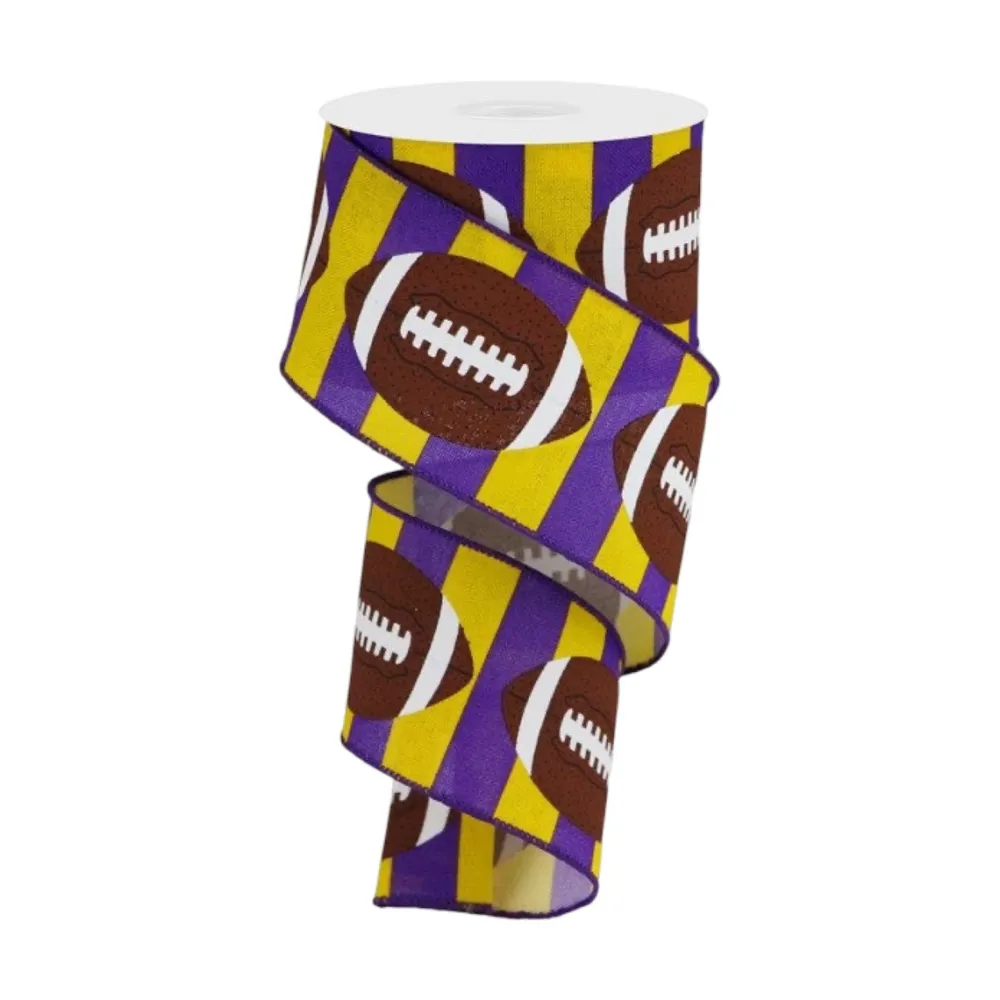 Craig Bachman Purple & Yellow Football Ribbon, 2.5" X 10YD