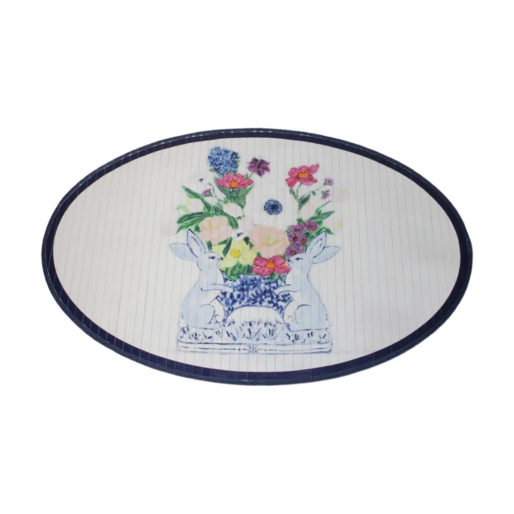 Trade Cie Rabbit Flower Vase Oval Bamboo Mat