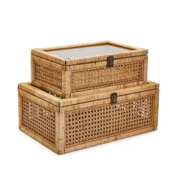 Two's Company Rattan Decorative Storage Box