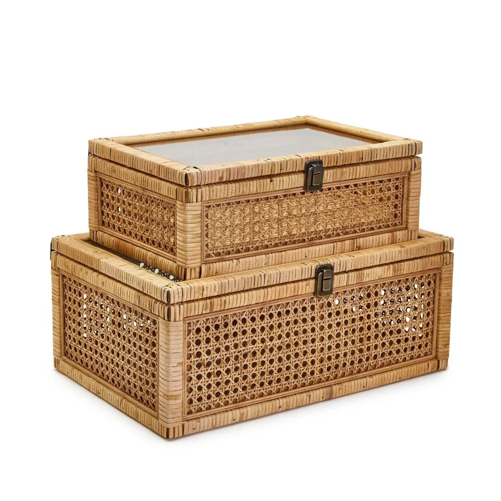 Two's Company Rattan Decorative Storage Box