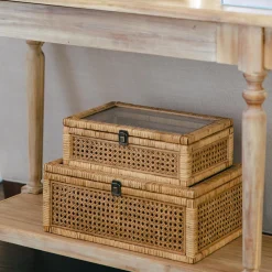 Two's Company Rattan Decorative Storage Box
