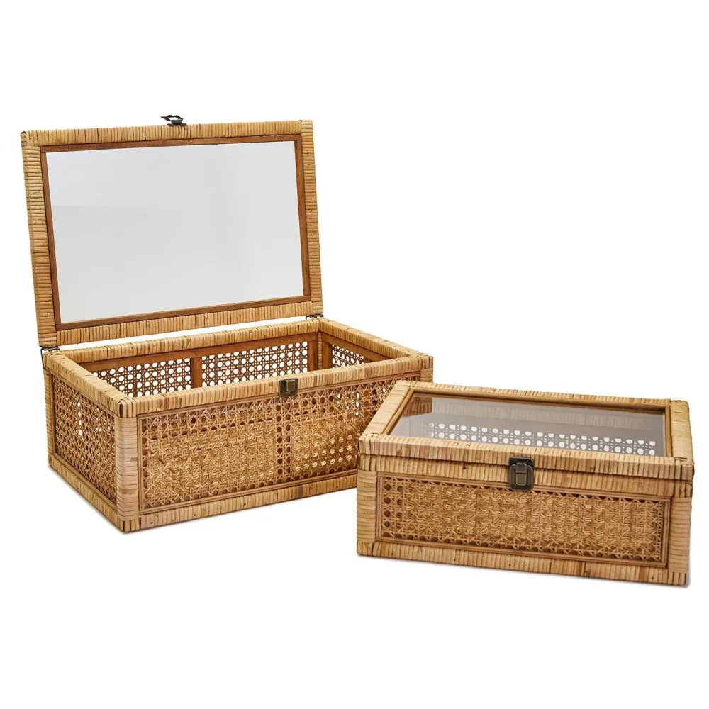 Two's Company Rattan Decorative Storage Box
