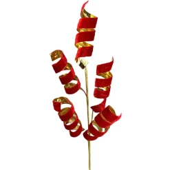 Liberty Floral Red and Gold Curly Spray