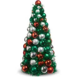 RAZ Red and Green Ball Ornament Tree