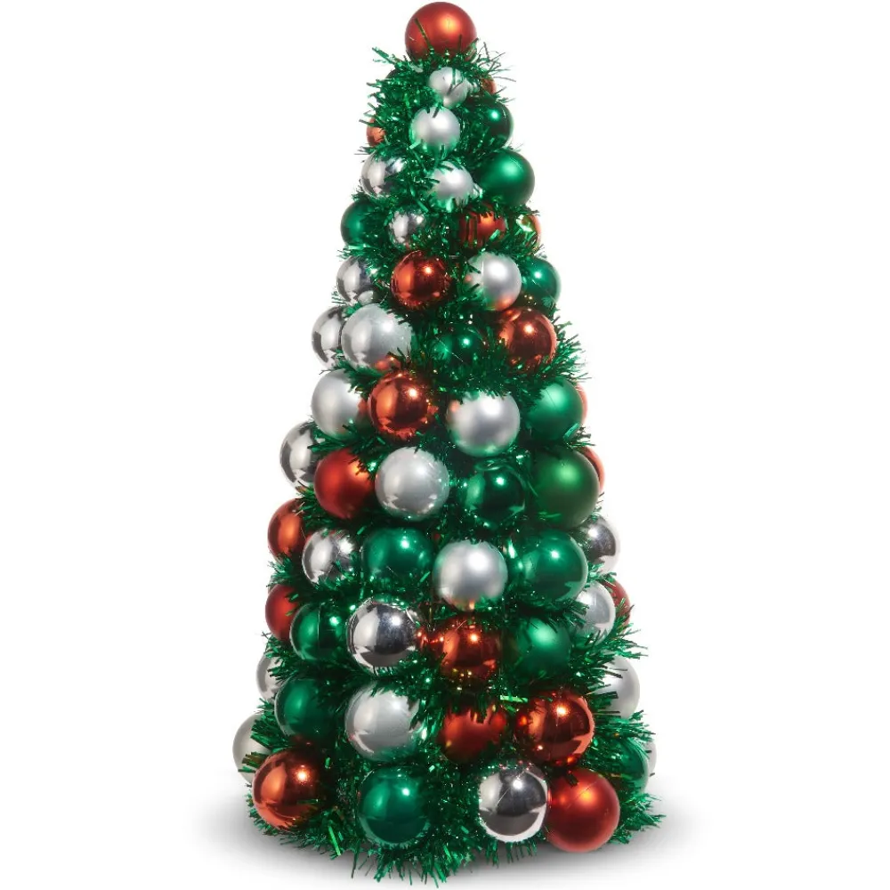 RAZ Red and Green Ball Ornament Tree