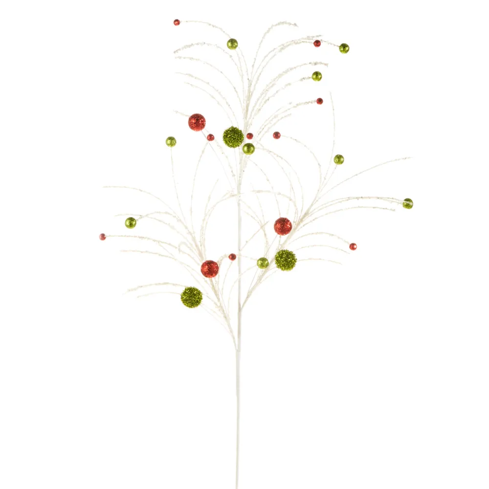 RAZ Red and Green Glitter Ball Spray