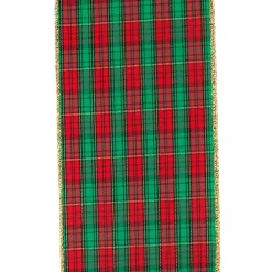Reliant Ribbon Red and Green Tartan Ribbon, 4" X 10YD