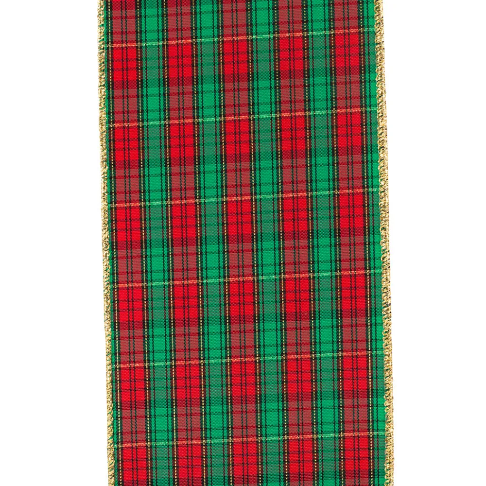 Reliant Ribbon Red and Green Tartan Ribbon, 4" X 10YD