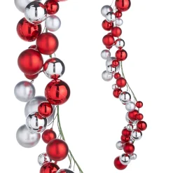 RAZ 4' Red and Silver Ball Garland
