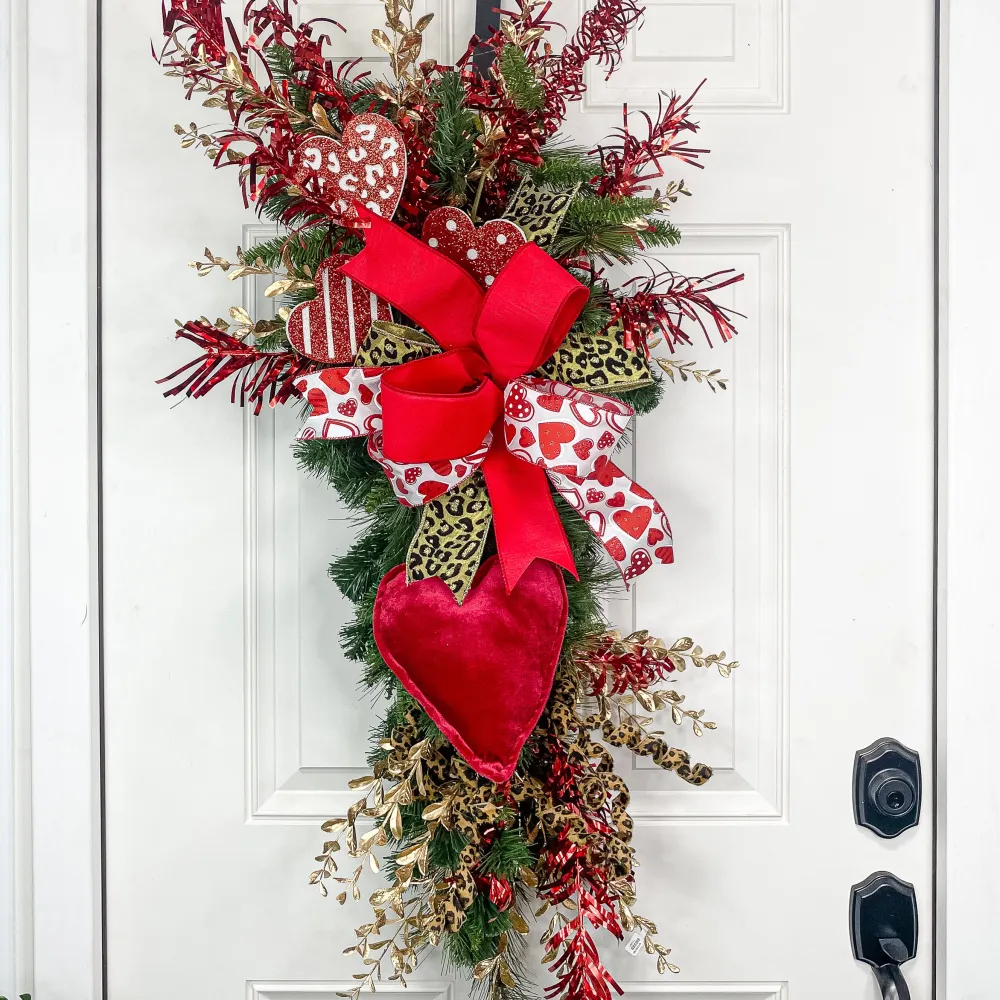 Craig Bachman Red and White Glittery Heart, 25"