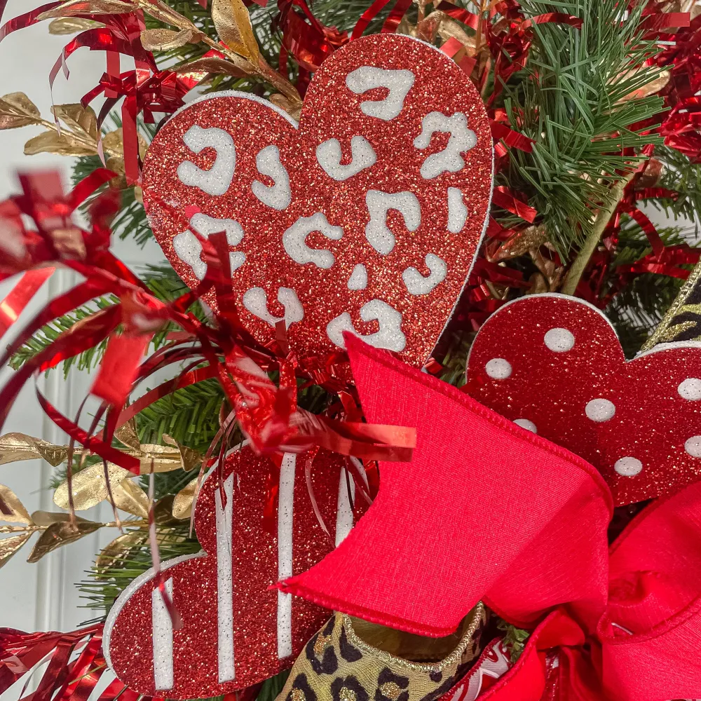 Craig Bachman Red and White Glittery Heart, 25"