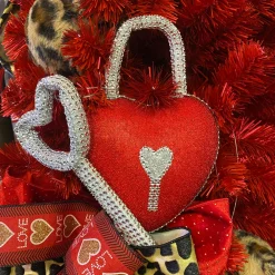 Liberty Floral Red Bling Heart Lock & Key