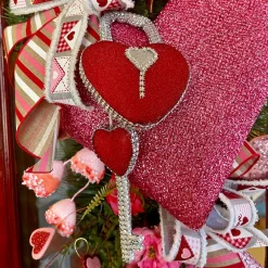 Liberty Floral Red Bling Heart Lock & Key Spray