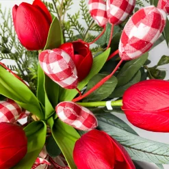Liberty Floral Red Gingham Heart Spray