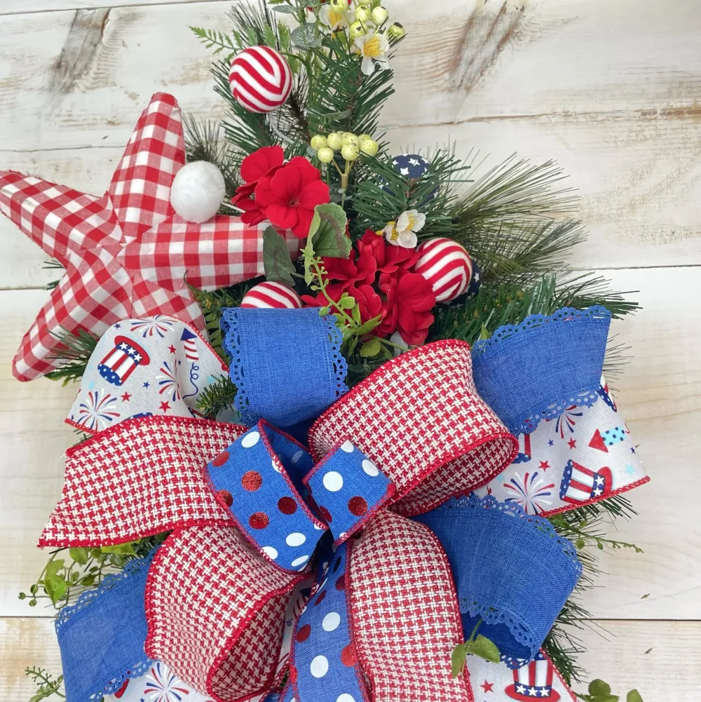 Liberty Floral Red Gingham Star Pick