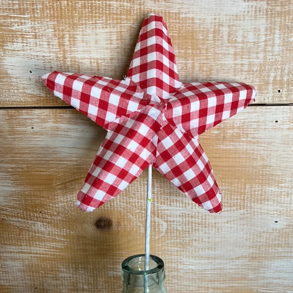 Liberty Floral Red Gingham Star Pick