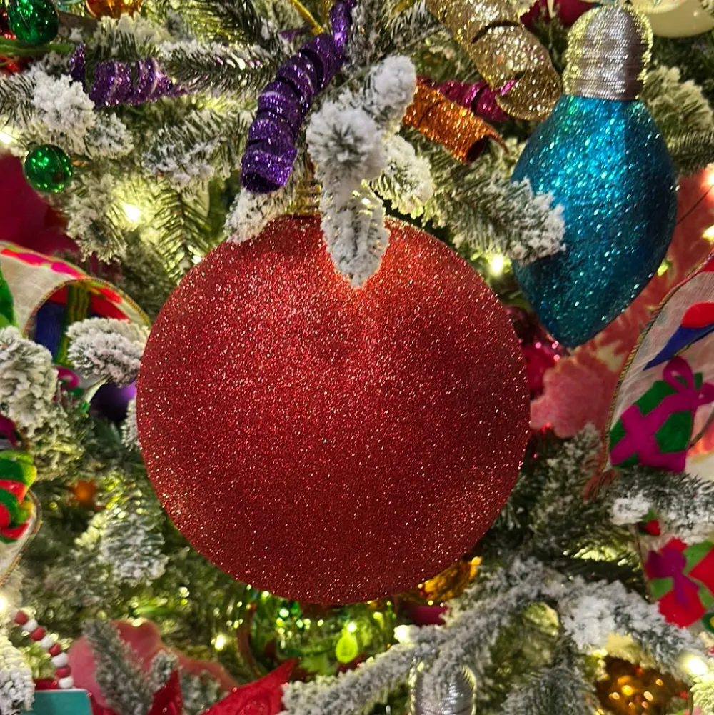 Farrisilk Red Glitter Ball Ornament, 8"